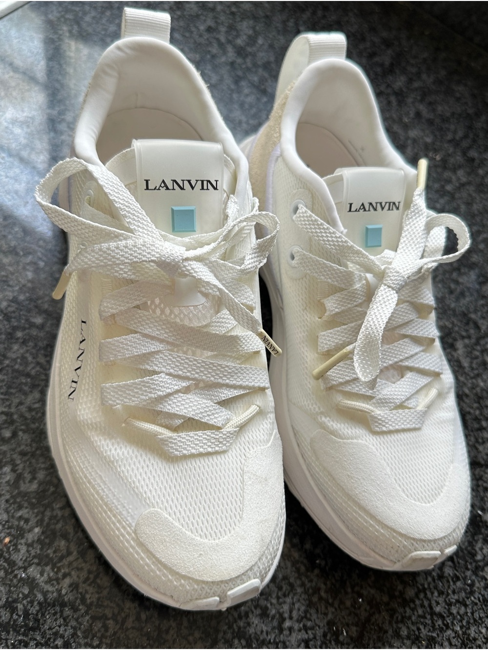LANVIN Women's White Lace-Up Mesh Sneakers